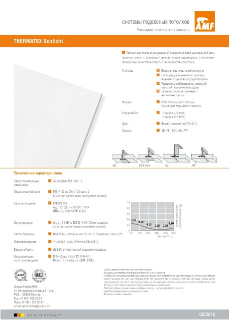 Плита AMF Thermatex Vulkan SK  600х600х15мм (14шт / 5,04м2/уп)