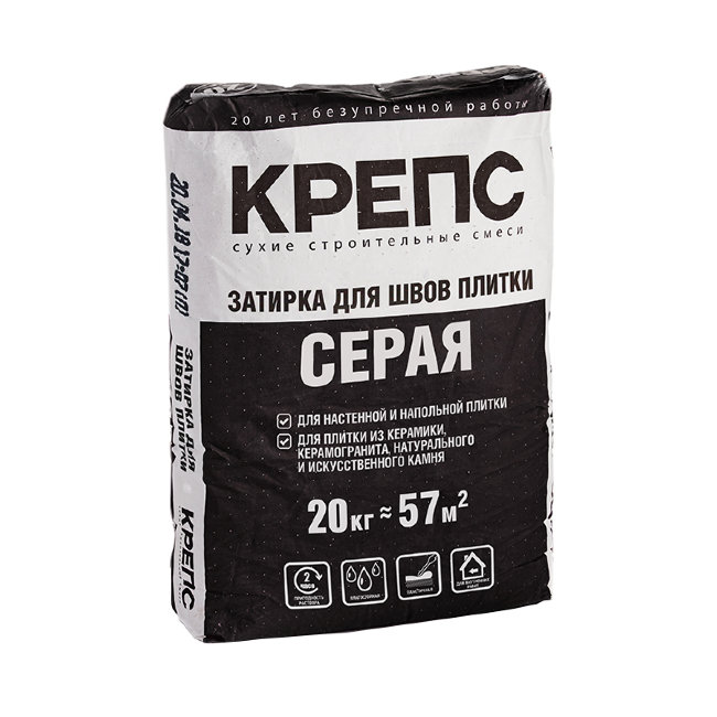 Затирка для плитки №1 Серая Крепс 20кг